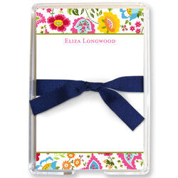 Bright Floral Memo Sheets in Holder
